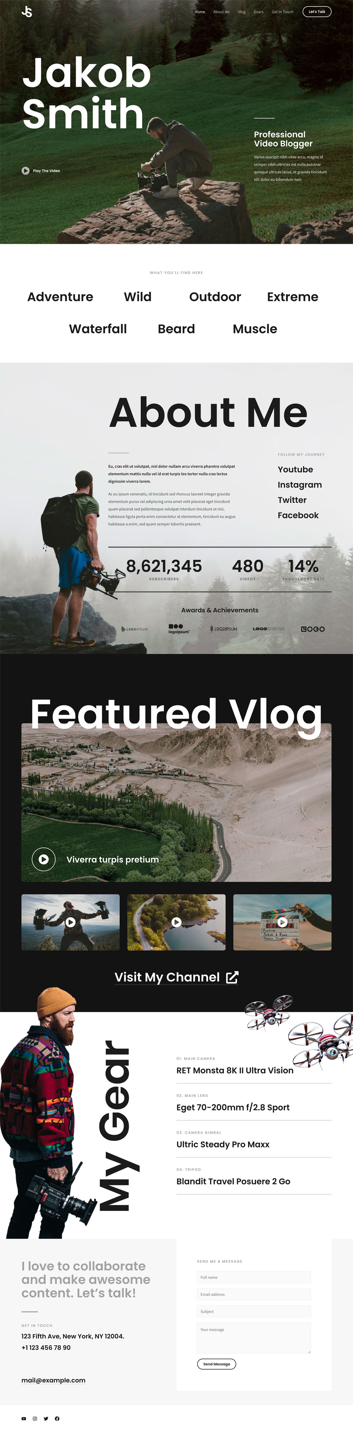 1-Click Premium Vlogger & Creator Website | Ready-to-Launch